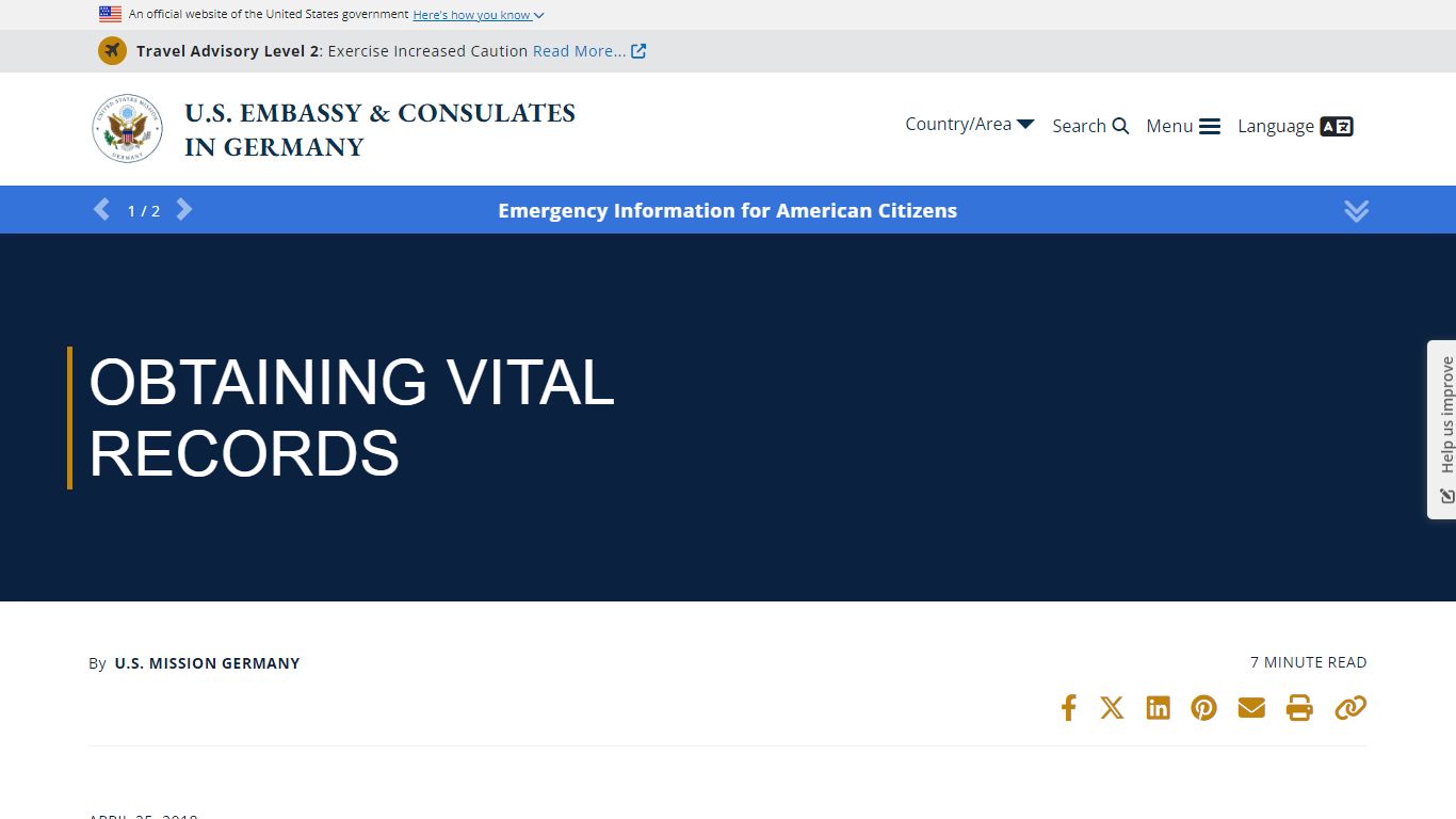 Obtaining Vital Records - U.S. Embassy & Consulates in Germany